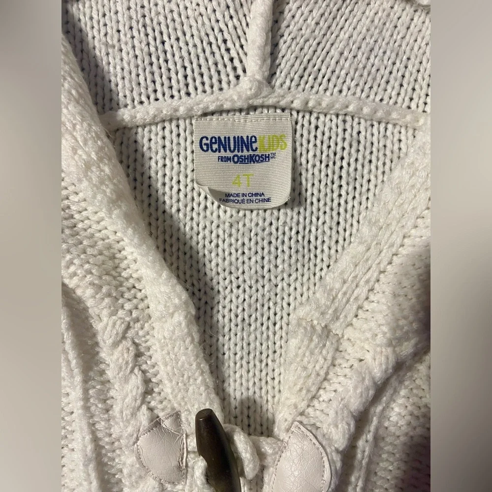 Oshkosh Toddler Girls Clothes 4t Ivory Cable Knit Hooded Cardigan Coat Sweater